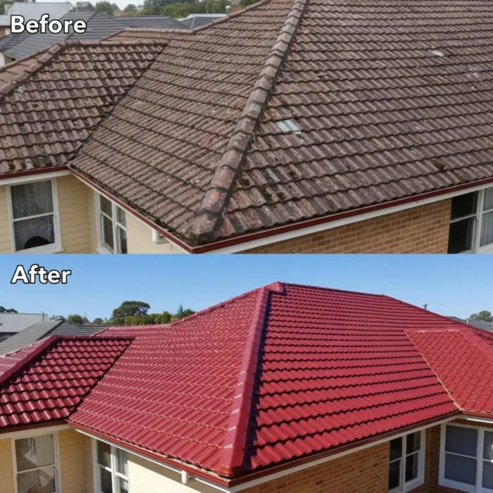 Before and after roofing work Au roofing